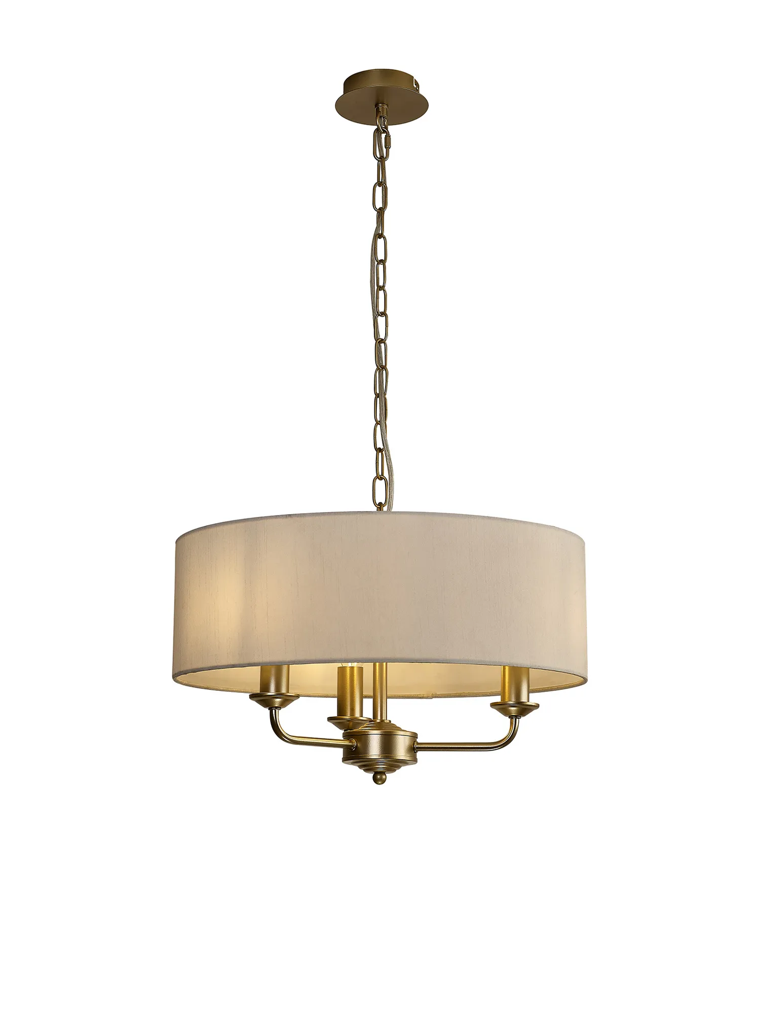 DK0941  Banyan 45cm 3 Light Pendant Champagne Gold; White